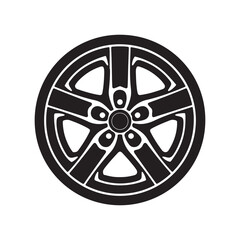 Obraz premium Black and White Car Wheel Rim with Five Spokes