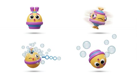 Cartoon character toy animation set