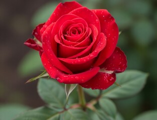 red rose with water drops