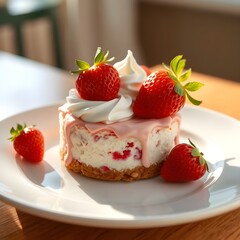  mini cheesecake with strawberries and cream