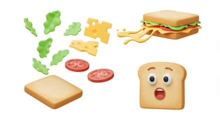Cartoon sandwich components illustration