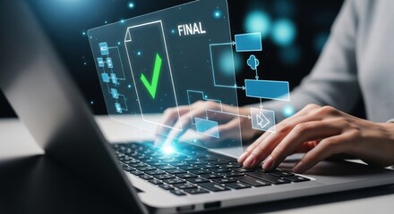 Digital workflow automation and success on laptop