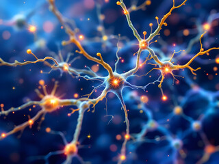 Human brain neuron impulses schematic illustration