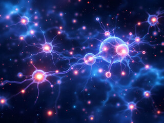 Human brain neuron impulses schematic illustration