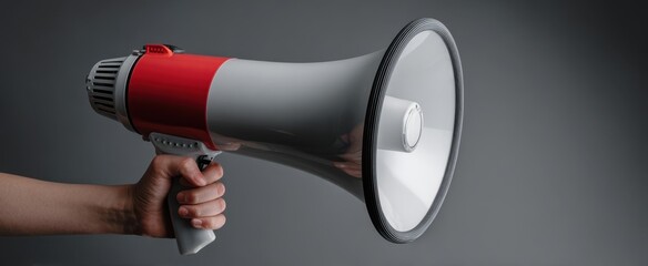 The megaphone held in hand for powerful communication and announcements.