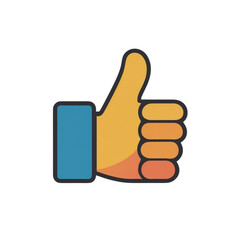 Flat colored SVG icon of a like thumbs up, social interaction theme, flat colorful vector, no background