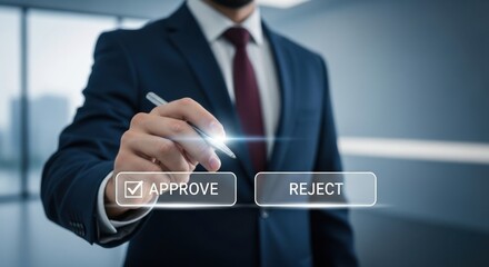 Businessman making a decision to approve or reject a proposal