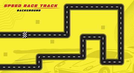 Creative vector illusion of race track isolated on yellow background