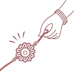 A delicate hand adorned with bangles holds a rakhi bracelet with a floral design celebrating the bond of raksha bandhan