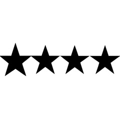 Four black star rating symbols arranged horizontally on a clean white background representing a good but not perfect score