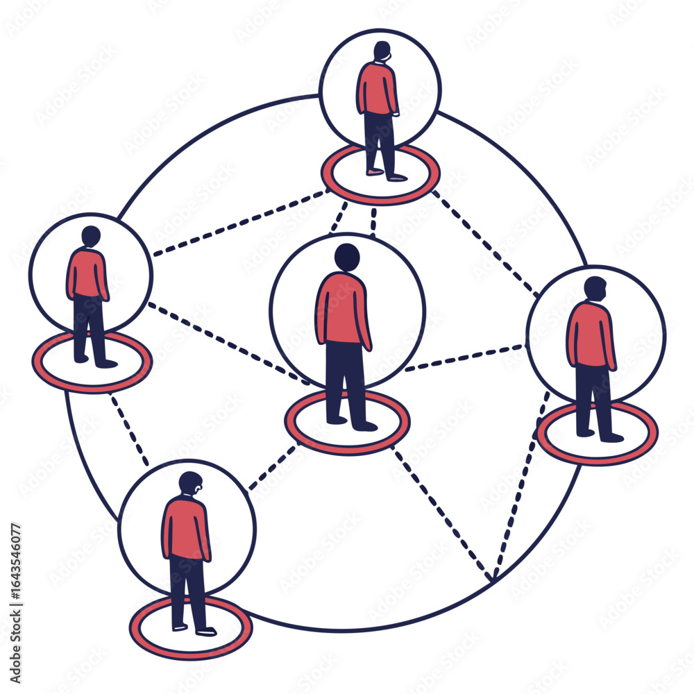 Poster abstract representation of a connected network of people illustrating social connections communicati