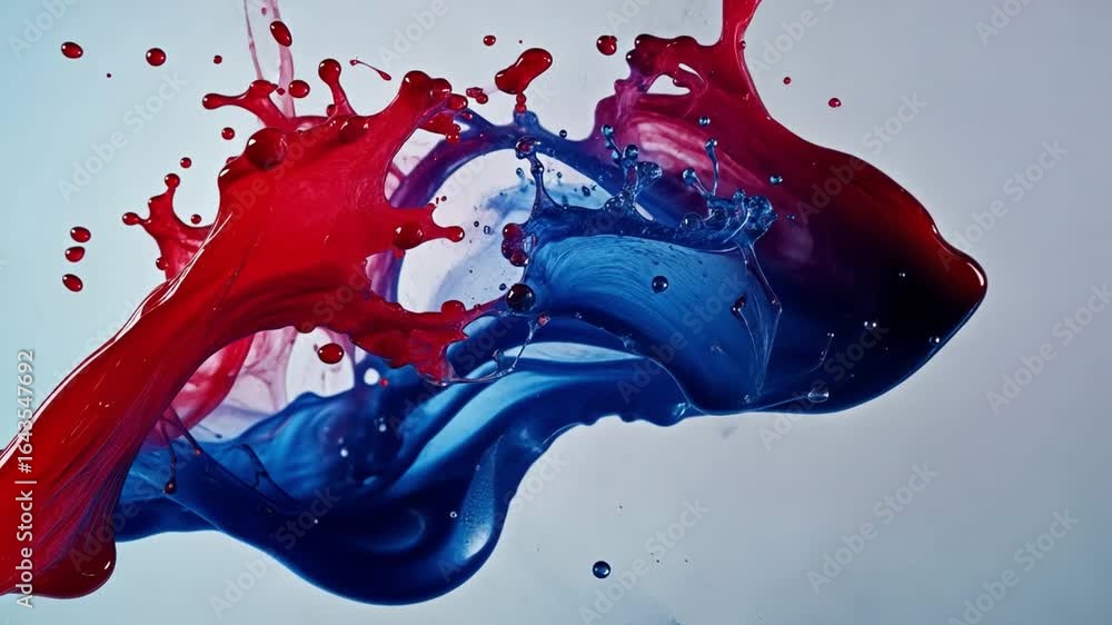Aufkleber vibrant splashes of red and blue paint create dynamic and artistic visual display, showcasing beauty