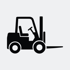 Silhouette forklift truck industrial equipment vehicle transportation service vector illustration