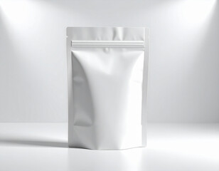 Blank White Stand-Up Pouch Packaging Mockup  Perfect for Food, Coffee, or Snack Branding