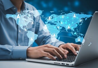 Global Digital Connectivity Illustrating Worldwide Network Connections Through Technology and Business