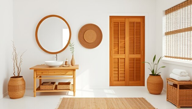 Bamboo Accents White walls bamboo vanity bamboo mats bamboo blin