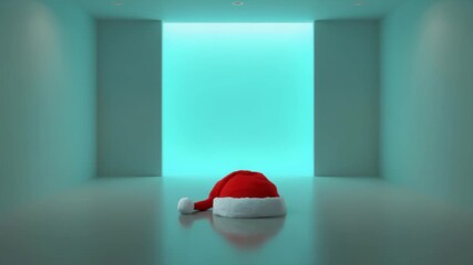Santa hat floating in turquoise room - Powered by Adobe