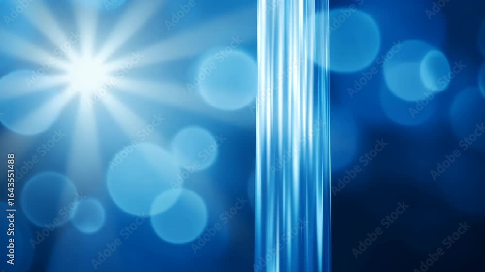 Poster vivid blue bokeh and light streaks creating a dynamic abstract background