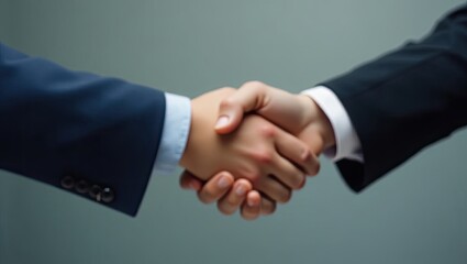 Close-up of two businesspeople shaking hands.