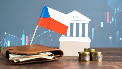 Czech Republic flag, bank, money