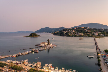 Kanoni village in Corfu island in Greece. View from the top.

