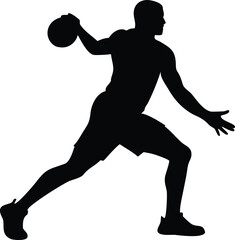 Obraz premium Basketball Player Silhouette Vector - Dynamic Athlete with Ball, Sports Design & Graphic Elements Isolated on Transparent Background.