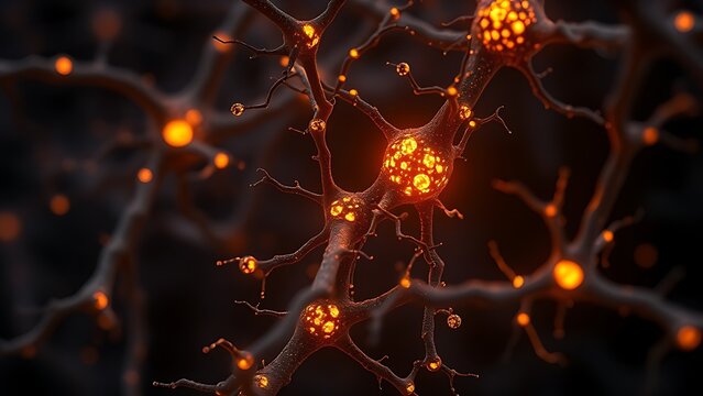 Microscopic glowing neuron receptors shaped like celestial gates clearing amyloid plaques.