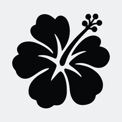 Silhouette hibiscus flower botanical minimal design vector illustration © CreatiMart