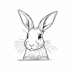 A rabbit’s outline implied by the absence of strokes—suggestive minimalism.