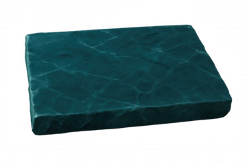 Rectangular turquoise stone slab with polished surface and visible cracks, isolated on transparent background, perfect for architectural visualization or product placement