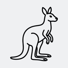 Silhouette kangaroo simple outline design standing profile vector illustration