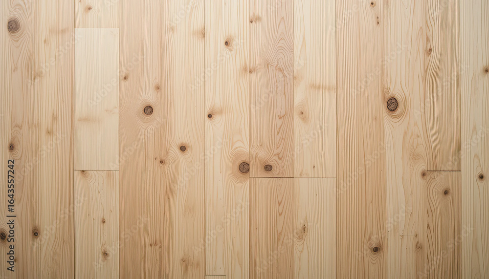 Poster close up of a light colored wooden surface with visible knots and vertical grain patterns throughout