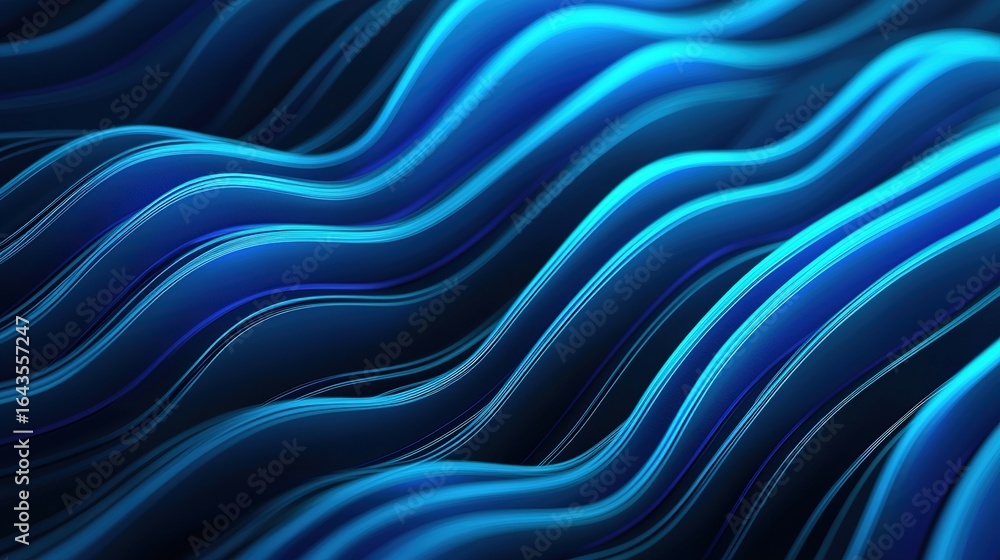 Poster a vibrant abstract design featuring flowing blue waves, creating a sense of motion and depth.
