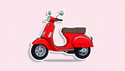 Obraz premium Red scooter side view