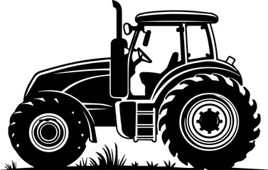 Powerful tractor silhouette ready for farm work, a symbol of agriculture efficiency