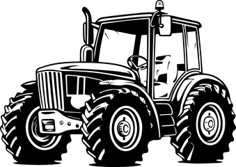 Bold tractor illustration for farming, agriculture and construction industry application