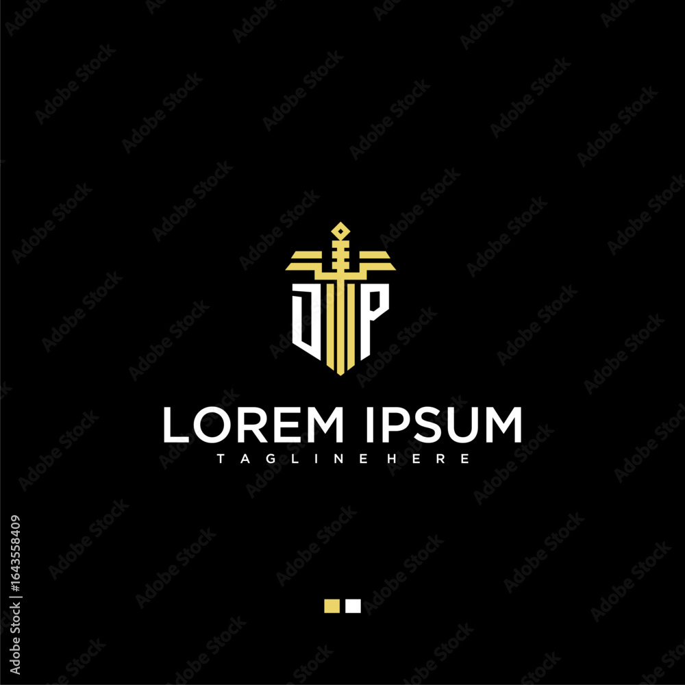 Poster dp initial monogram for lawfirm logo with sword style image