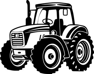 Bold tractor icon ready for harvest illustrations or farm equipment design elements