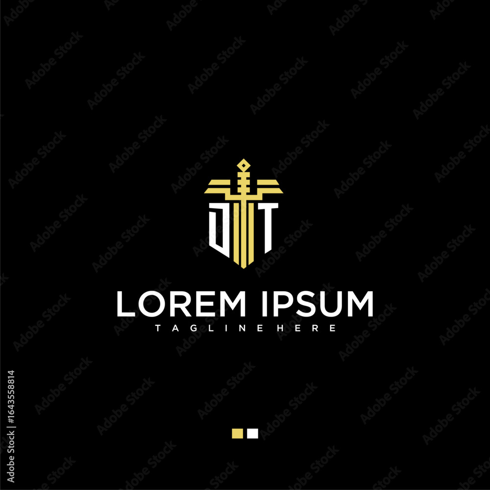 Poster DT initial monogram for lawfirm logo with sword style image