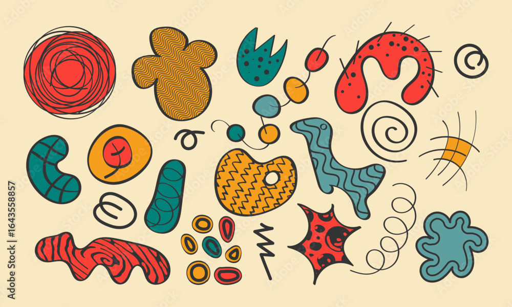 Fototapete twenty one decorative objects of various shapes with and without texture. vector set