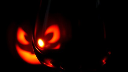Halloween glowing jack o lantern with a menacing face illuminated in the dark halloween night atmosphere scene halloween design 