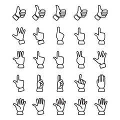 Minimalist Outline Hand Gesture Icon Collection