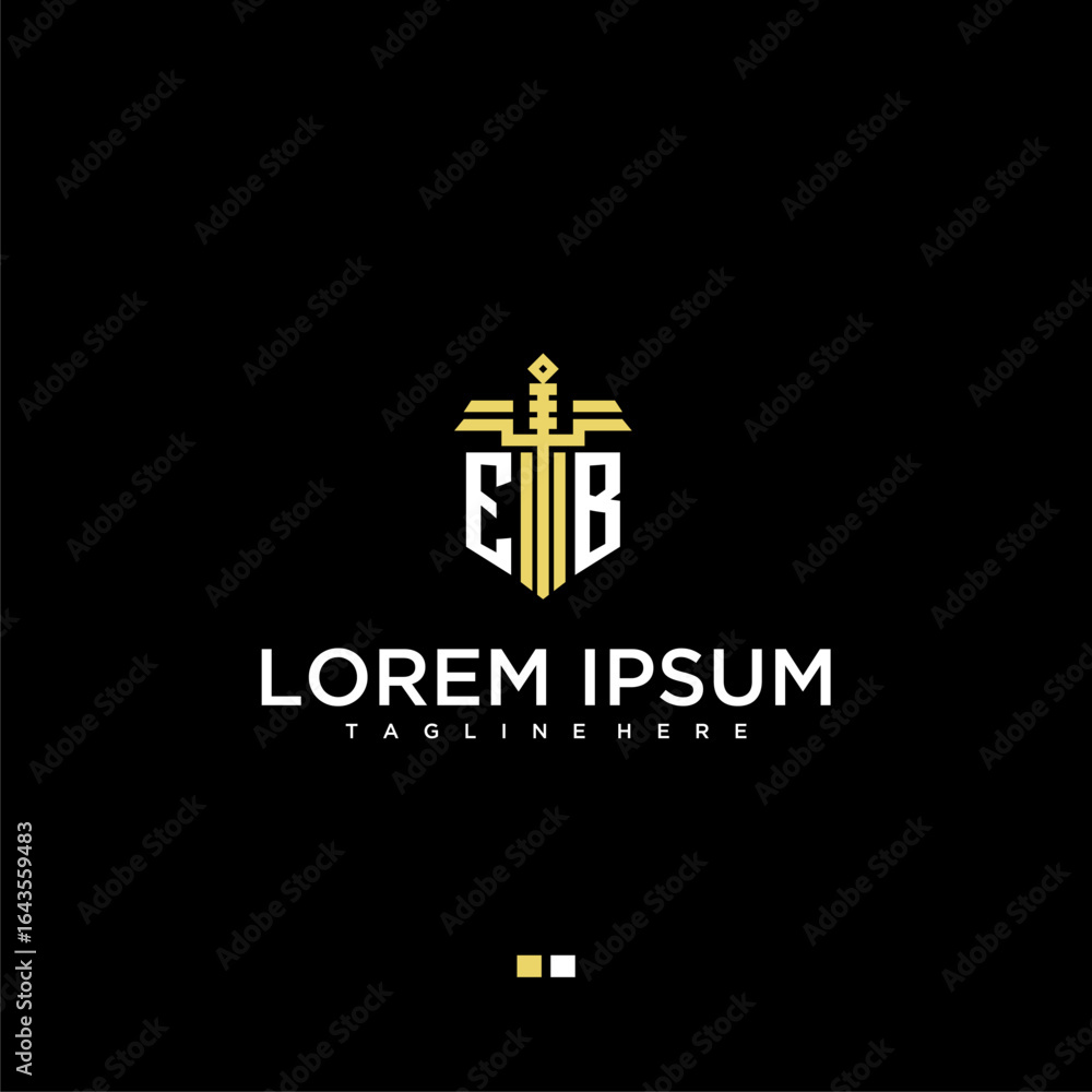 Poster eb initial monogram for lawfirm logo with sword style image