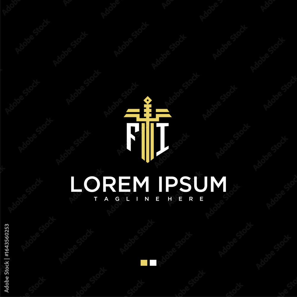 Poster fi initial monogram for lawfirm logo with sword style image