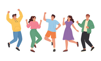 Obraz premium Cheerful Friends Enjoying Party Flat Style Illustration