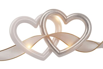 Elegant linked hearts with flowing ribbon and warm golden light create a symbol of enduring love and connection, perfect for celebrations