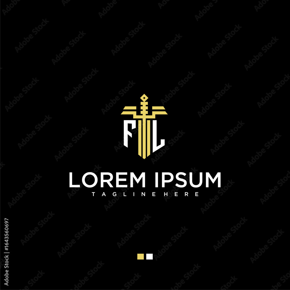 Poster fl initial monogram for lawfirm logo with sword style image