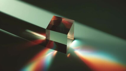 Glass Prism Cube Casting Rainbow Light Refractions On Surface
 - Powered by Adobe