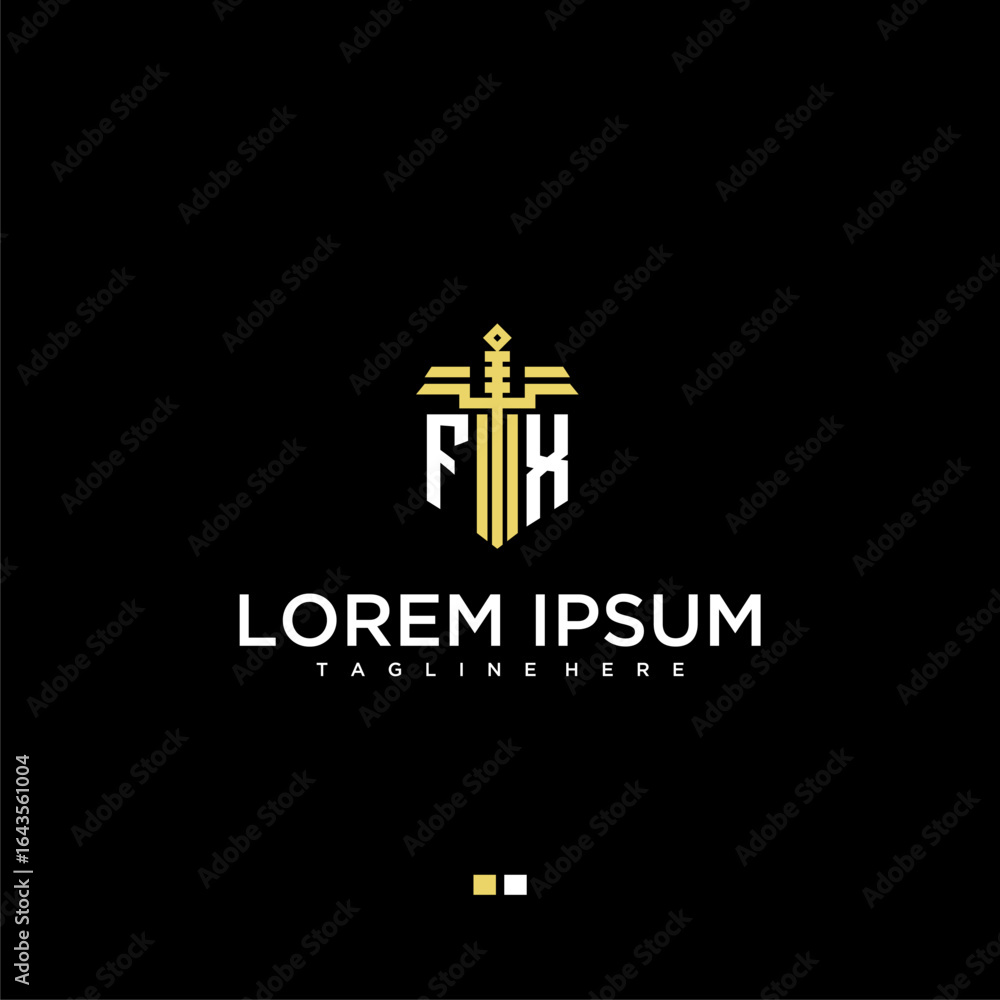 Poster fx initial monogram for lawfirm logo with sword style image
