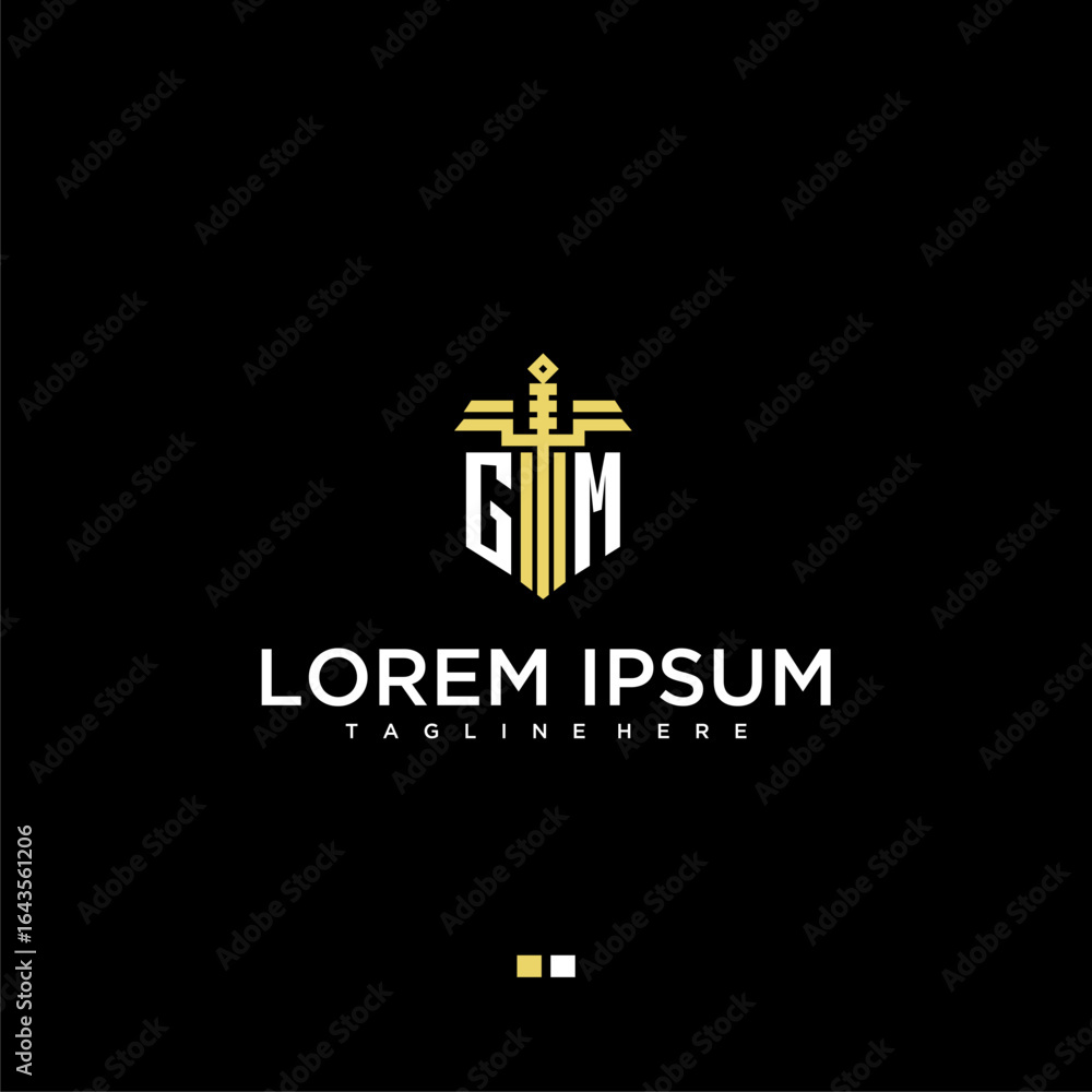 Poster gm initial monogram for lawfirm logo with sword style image